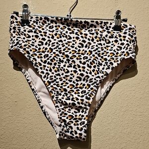 Xhilaration Leopard Print High Waisted Bikini Bottoms Size Medium
